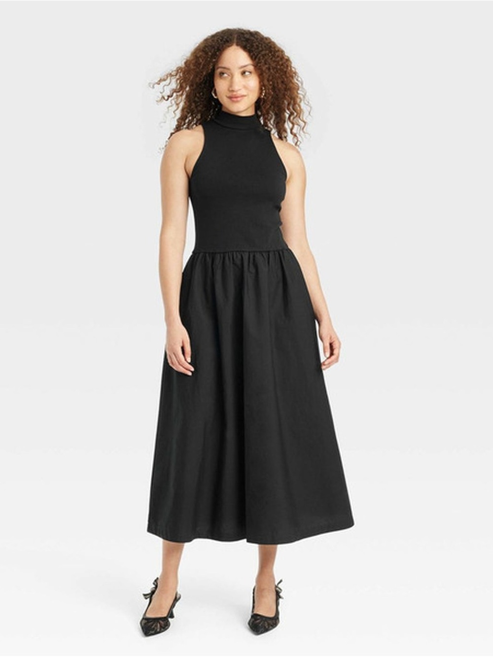 A new day Sleeveless High-Neck Black Maxi Dress